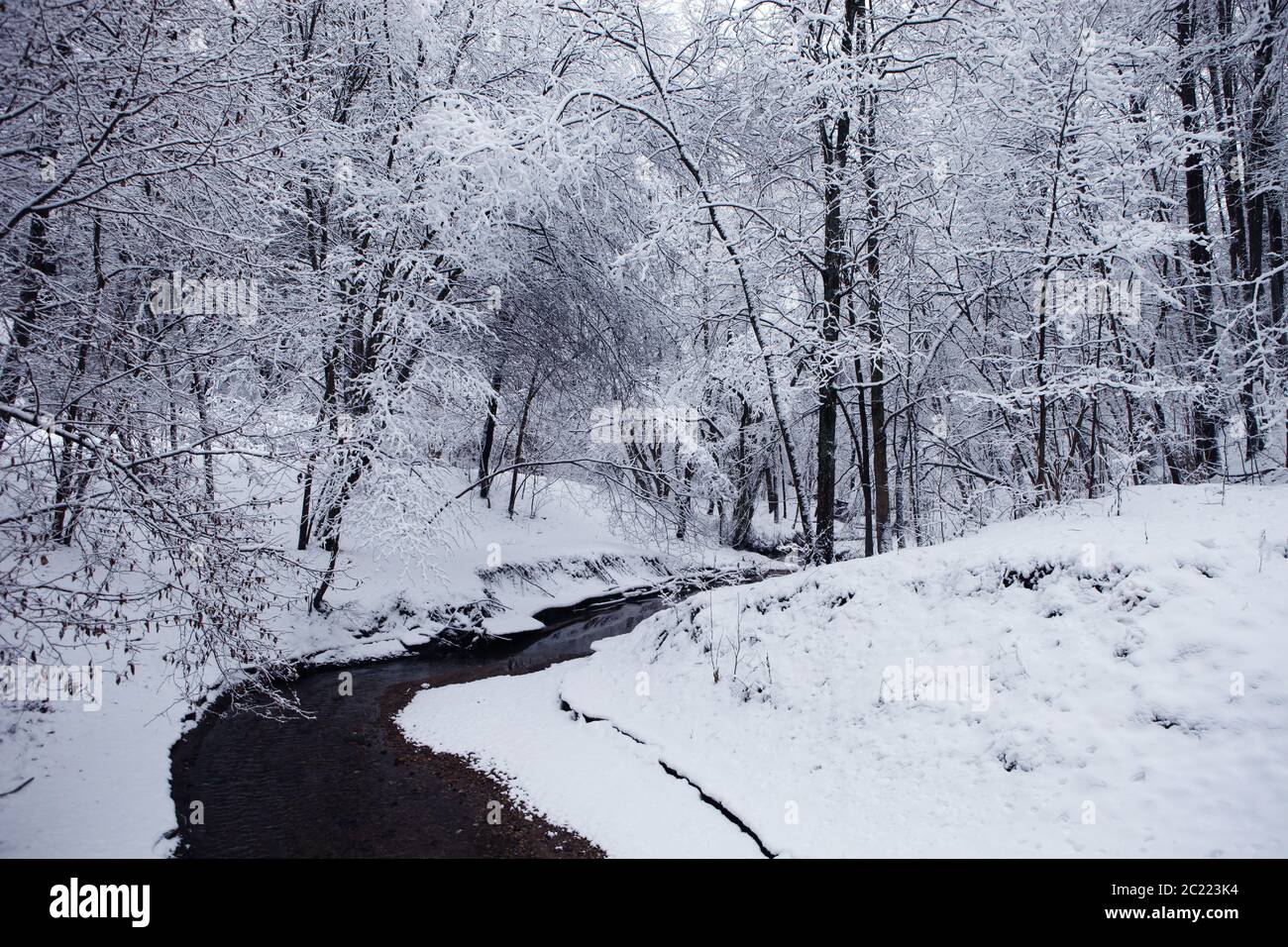 Winter landscape with the river in frosty day Stock Photo - Alamy