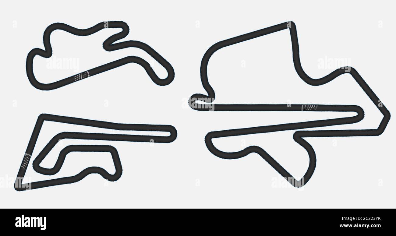 Circuit for motorsport, grand prix race track, vector illustration Stock Vector