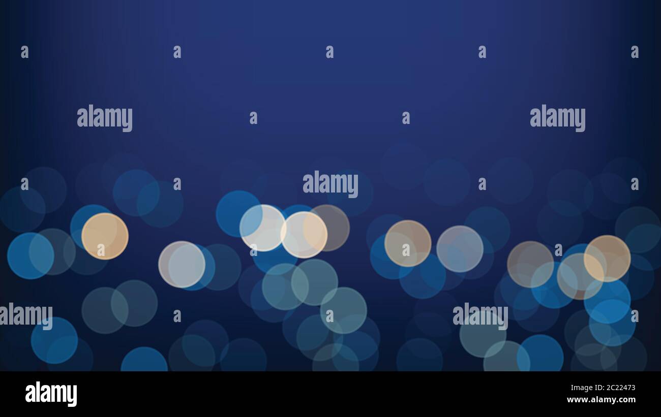 Abstract blurred bokeh light on dark blue background, vector ...