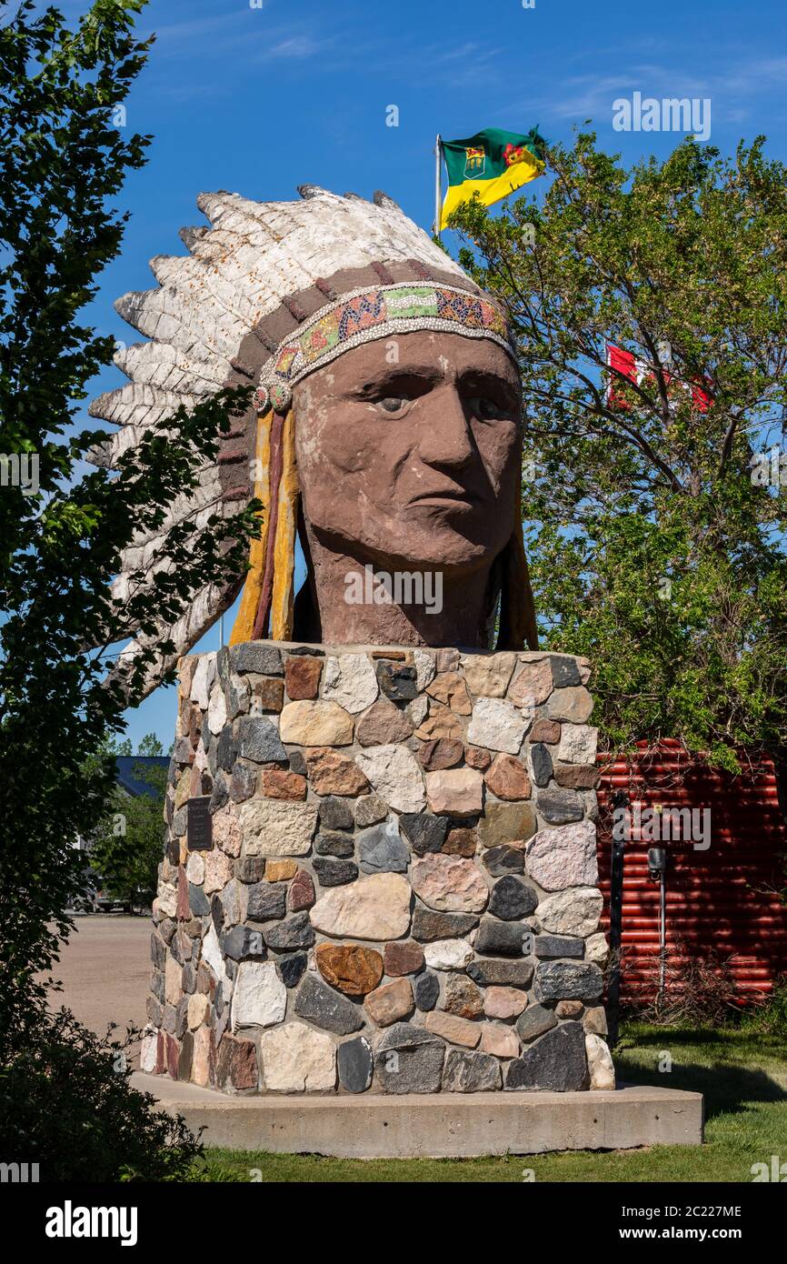 Indian Head Sculpture in Canada Stock Photo