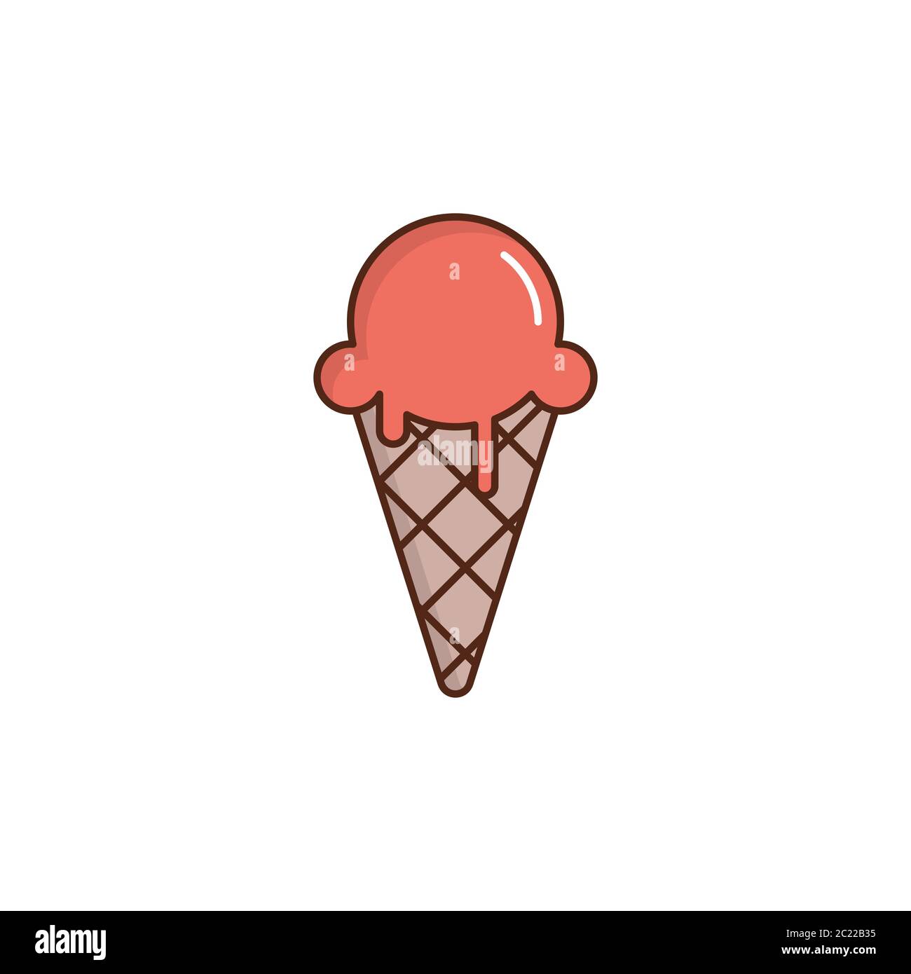 Ice cream cone vector icon symbol isolated on white background Stock Vector