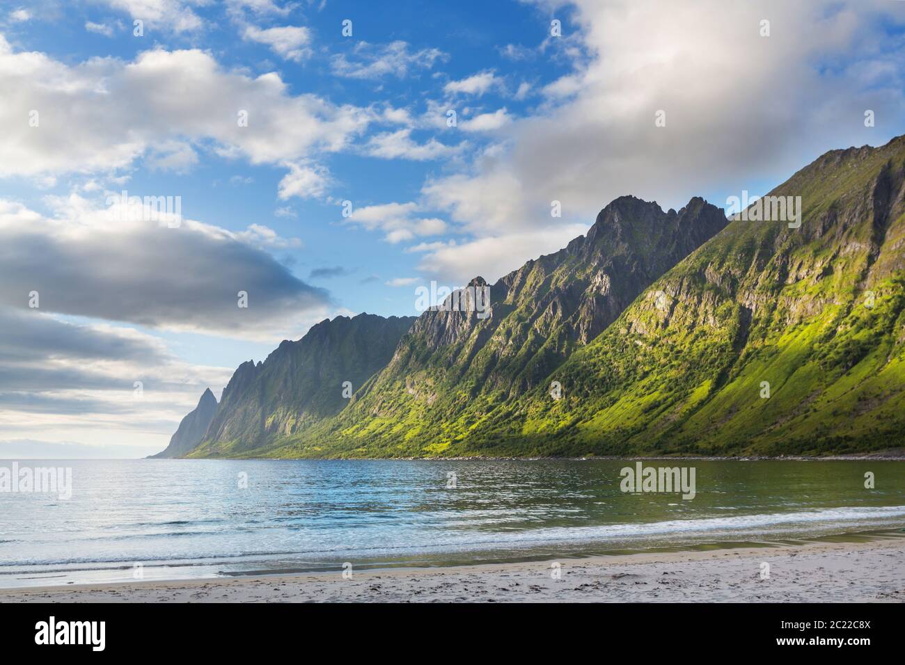 Beautiful natural landscapes in Senja island, Norway. Summer season ...