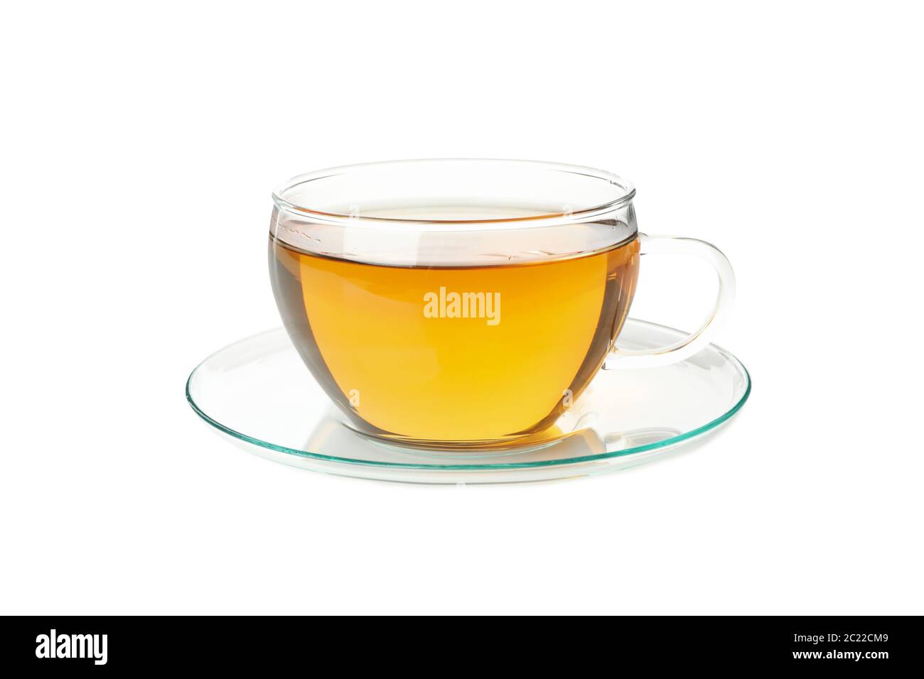 Glass cup of chamomile tea isolated on white background Stock Photo - Alamy