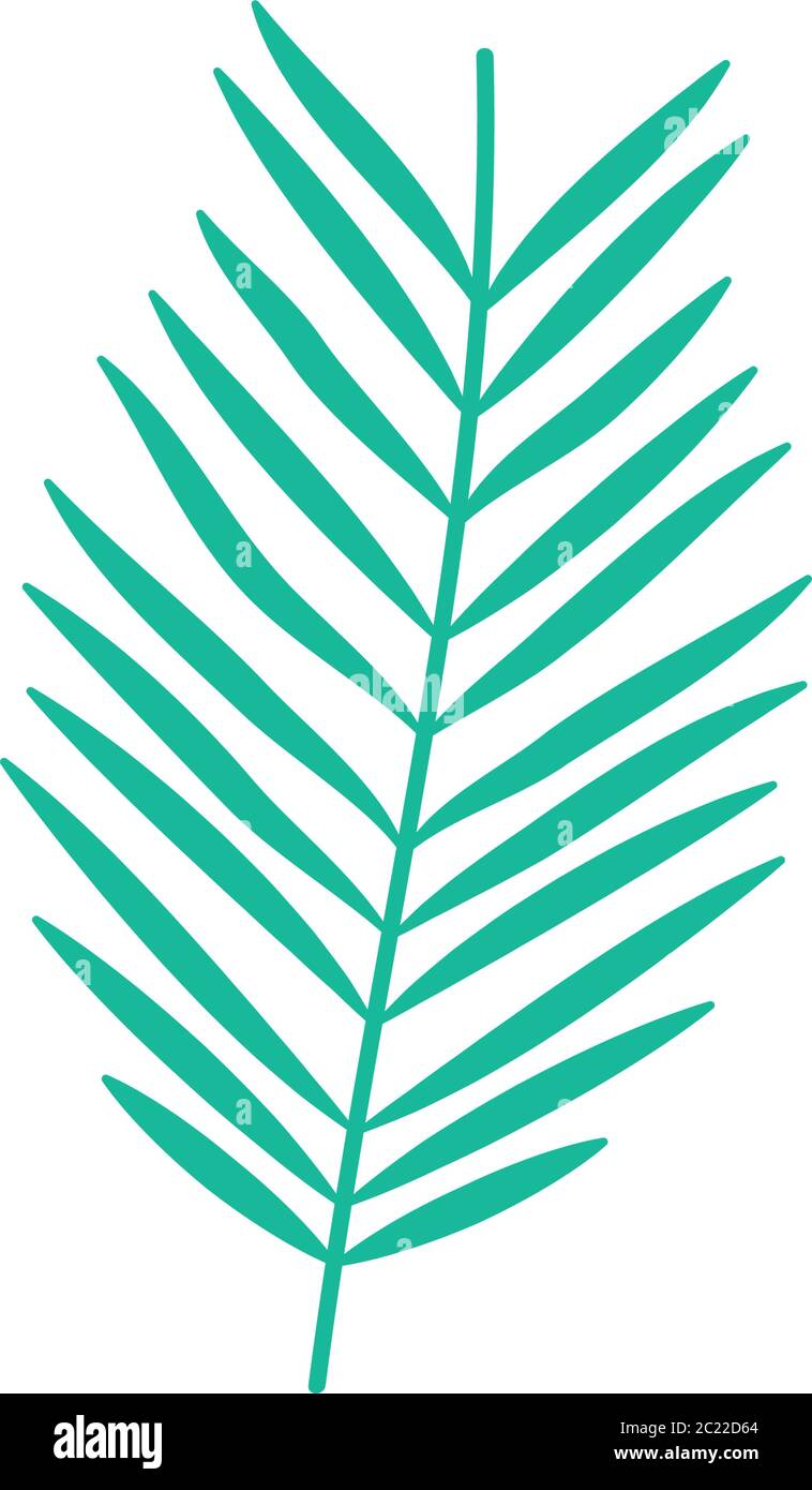 tropical leaf icon over white background, flat style, vector ...
