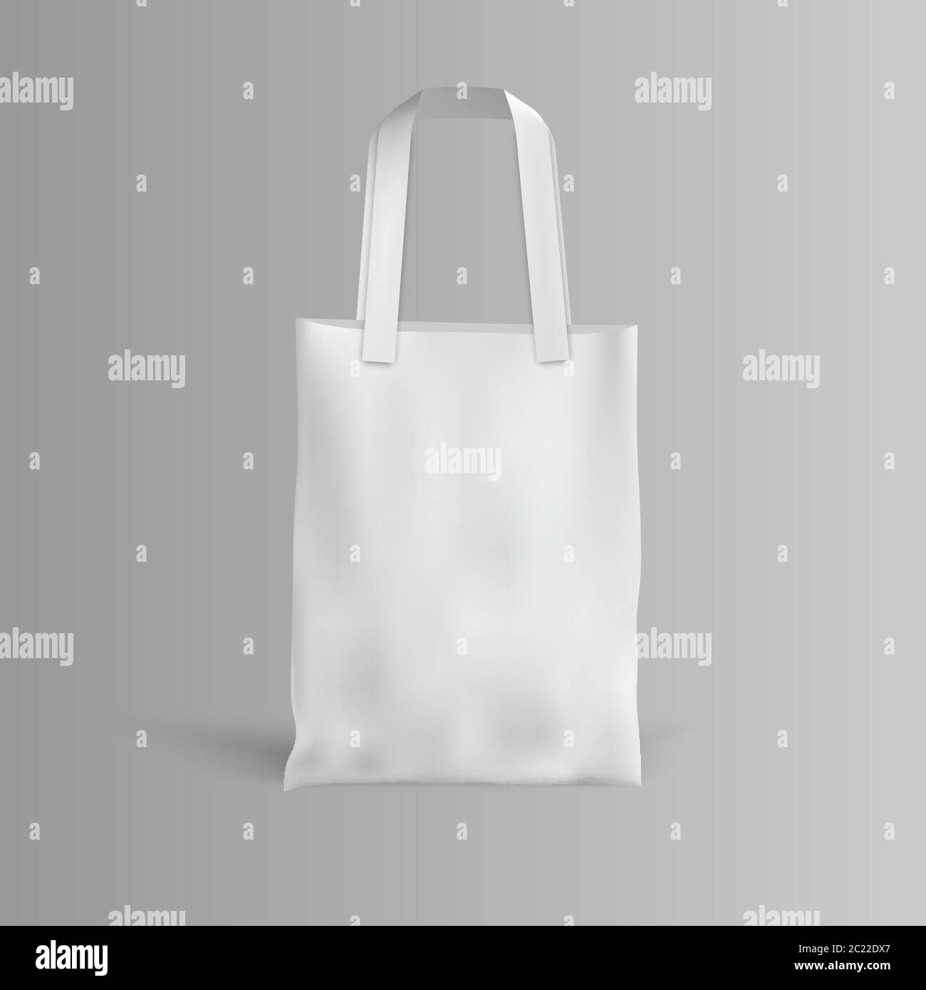 White fabric cloth bag on grey background, vector illustration Stock