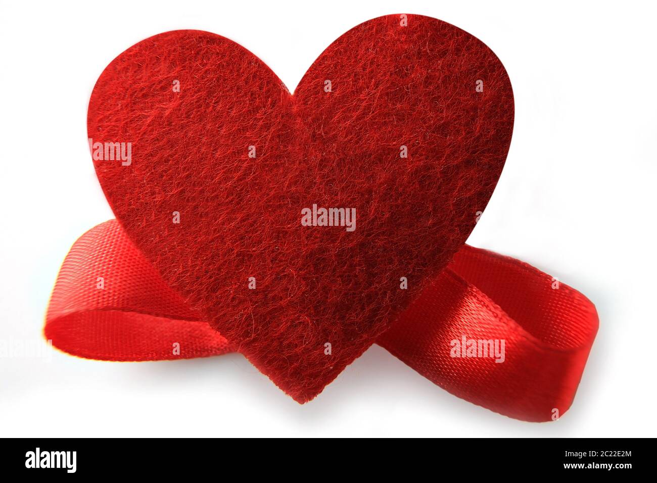 Heart with red ribbon isolated on white background Stock Photo - Alamy