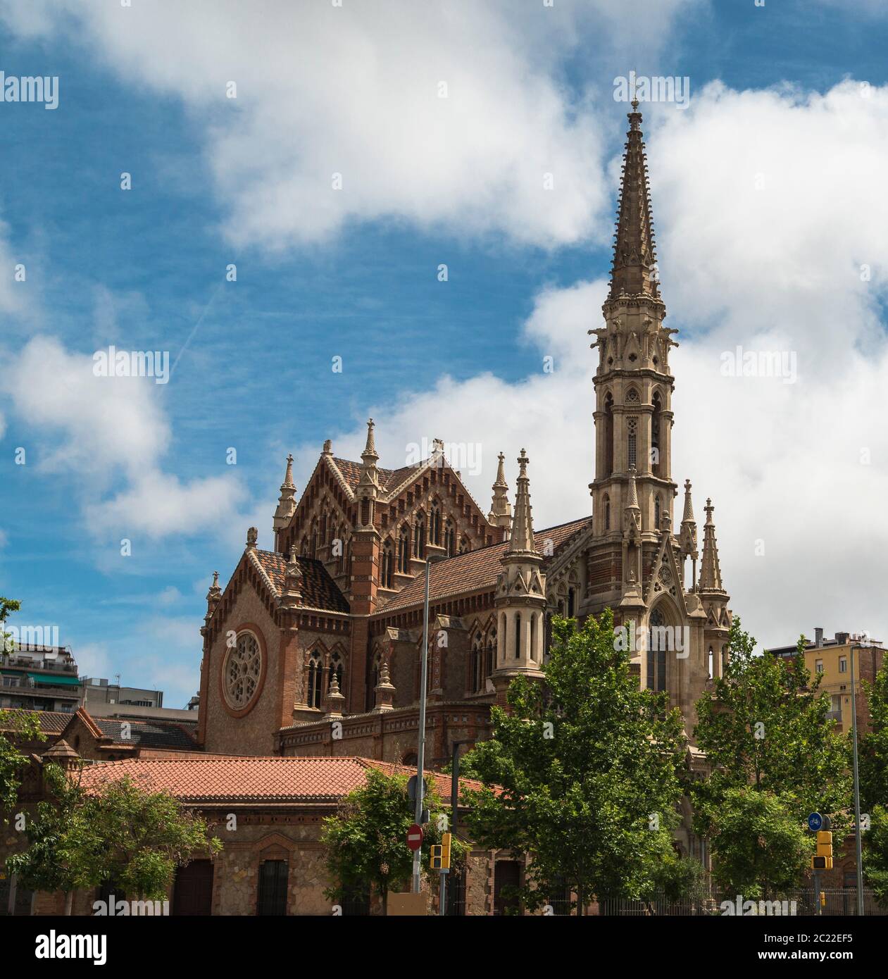 Beautiful Gothic Church in Barcelona, Catalonia, Spain Stock Photo