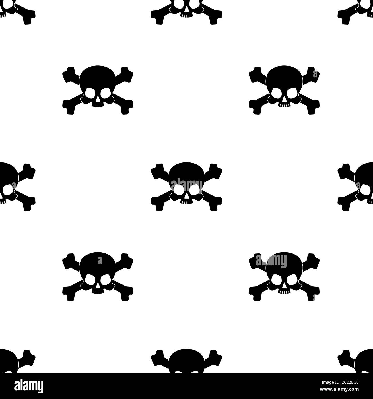 Skull and crossbones square seamless pattern on white background ...