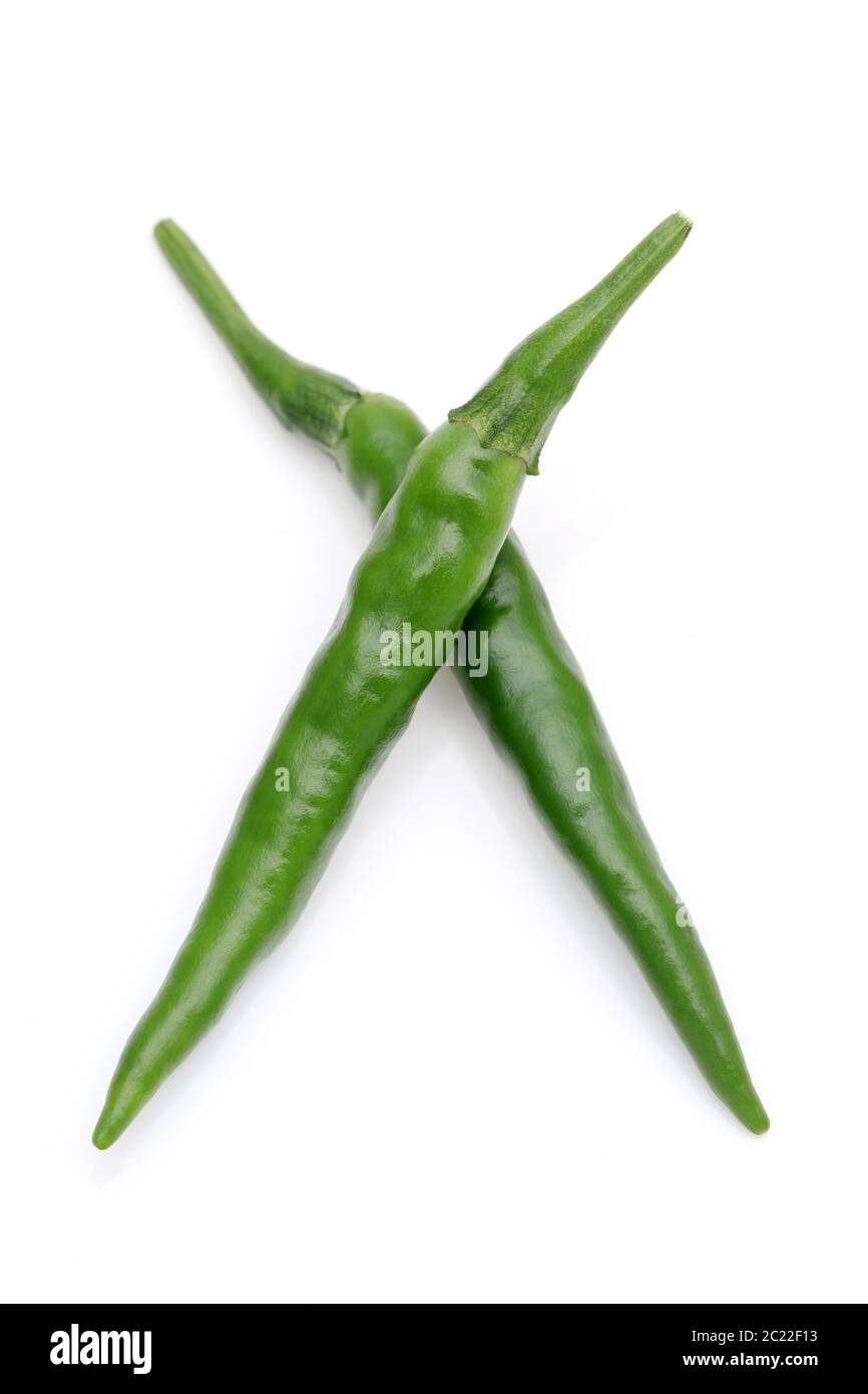 Japanese green chili pepper isolated on white background Stock Photo