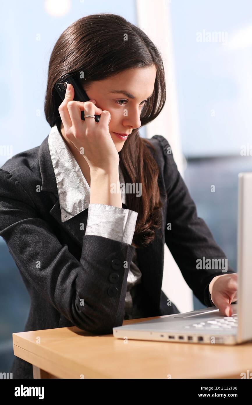 Woman with telephone. Making a phone call Stock Photo Alamy