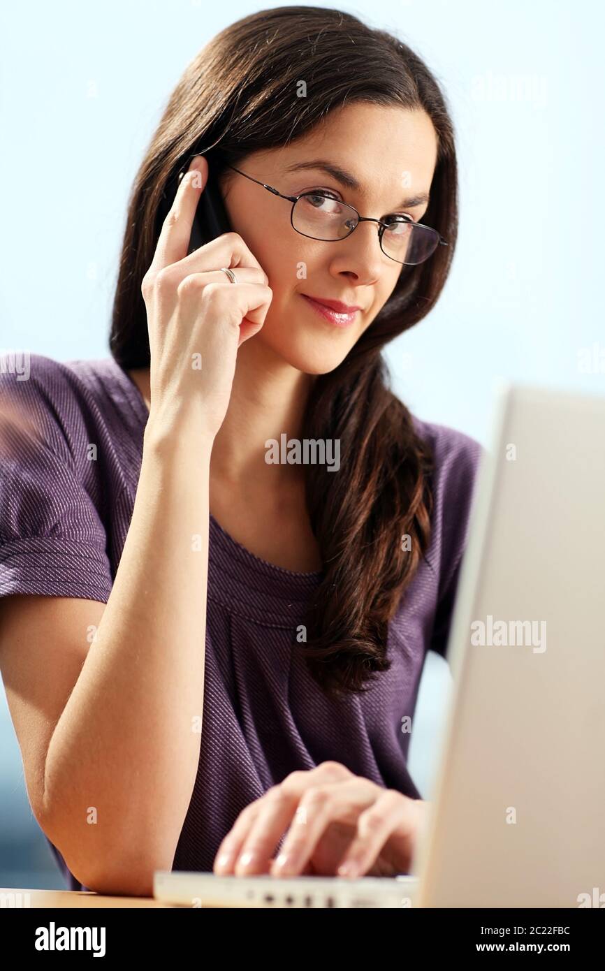 Woman with telephone. Making a phone call Stock Photo Alamy