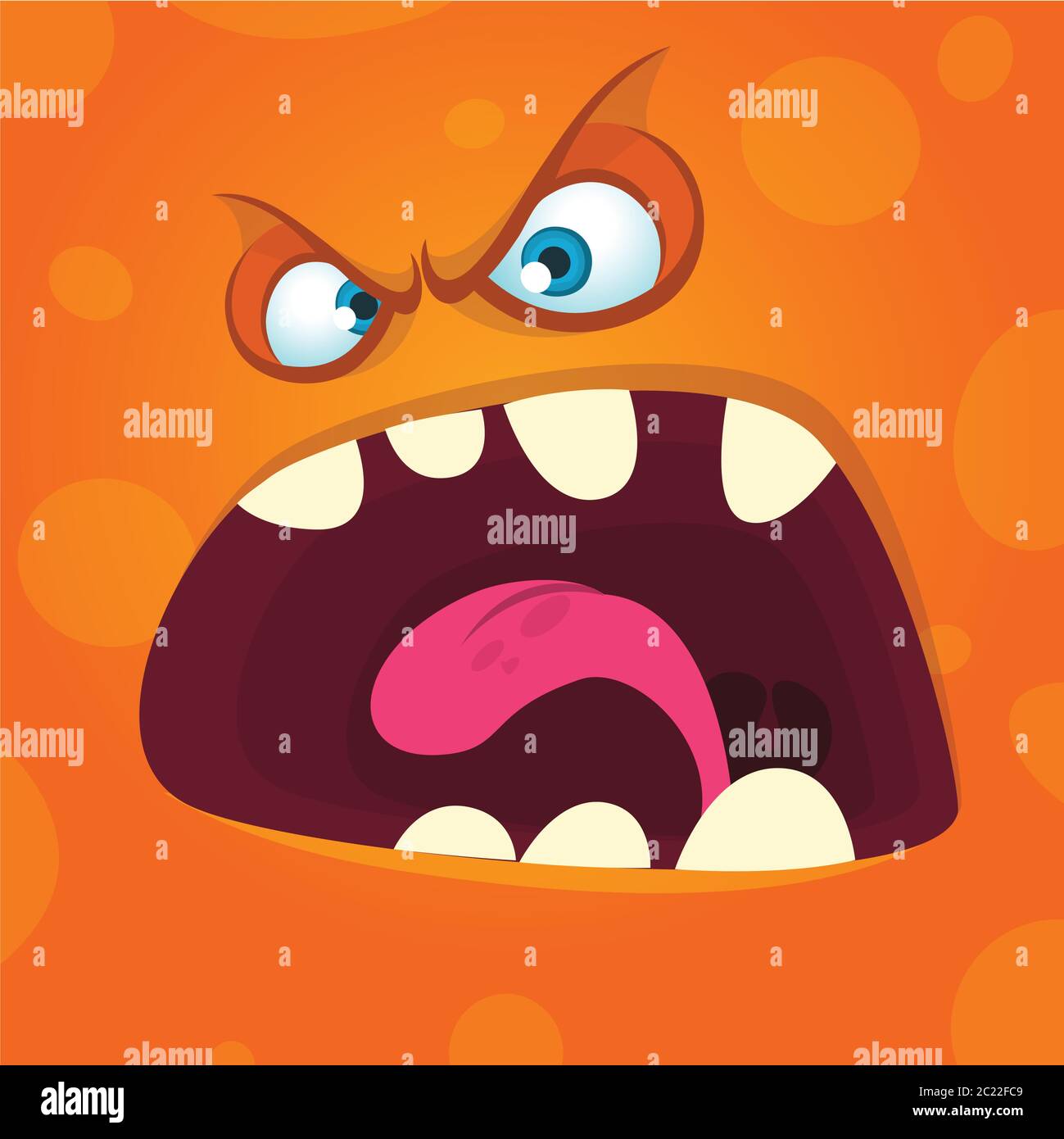 Angry cartoon monster face. Halloween illustration. Prints design for t ...