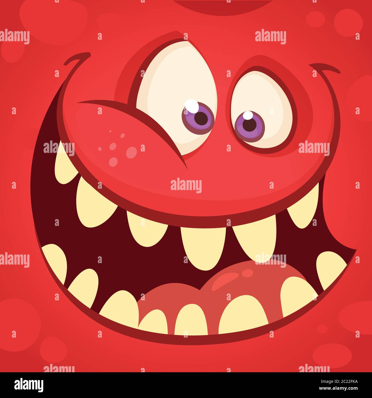 Cartoon monster face isolated . Vector Halloween happy monster square avatar. Funny monster mask Stock Vector