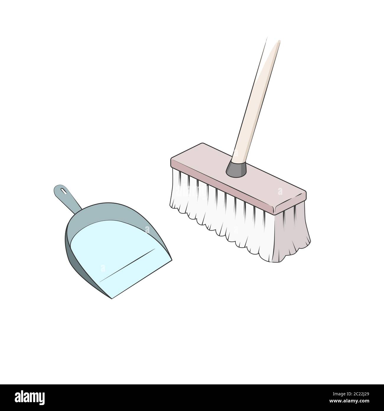 Broom and dustpan vector. sweeping floor. Cleaning dirt and dust. Simple  cartoon style. isolated illustration Stock Vector Image & Art - Alamy