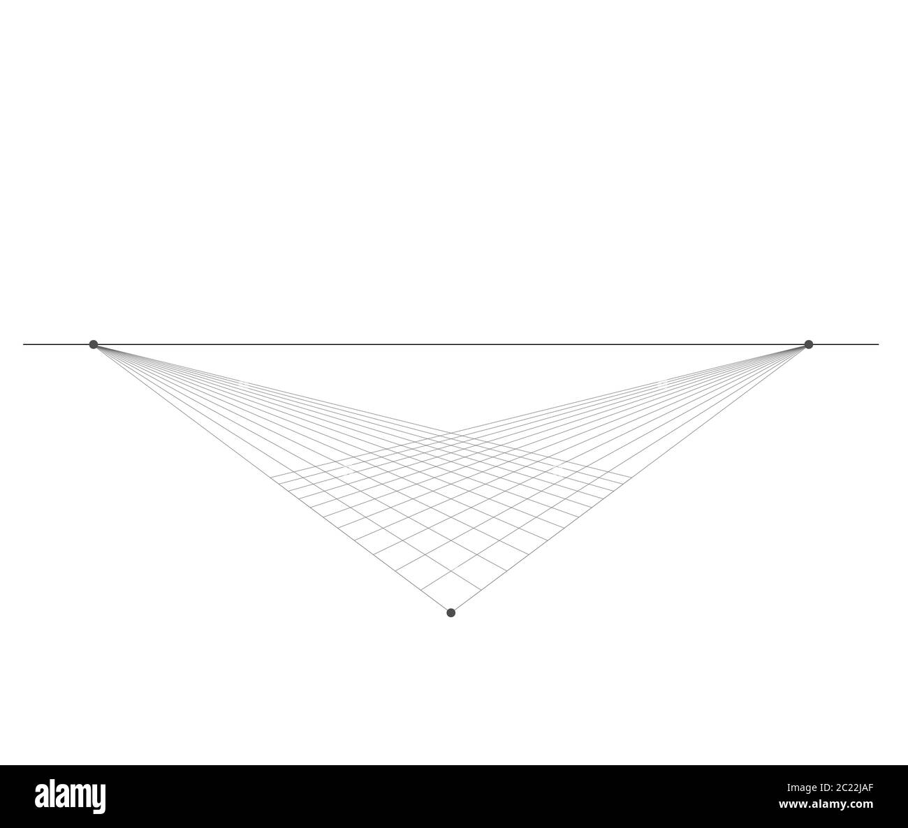 Perspective grid background 3d Vector illustration. Model projection background template. Line two point perspective horizon perspective sheme Stock Vector