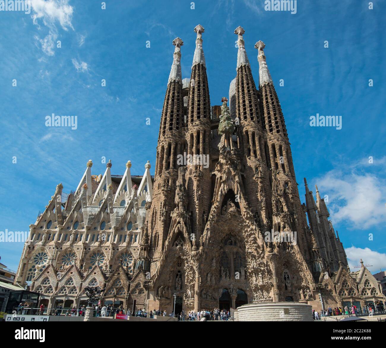 La Sagrada Familia Church Basilica designed by Antoni Gaudi, his work on the building is part of a UNESCO World Heritage Site, Barcelona, Spain Stock Photo