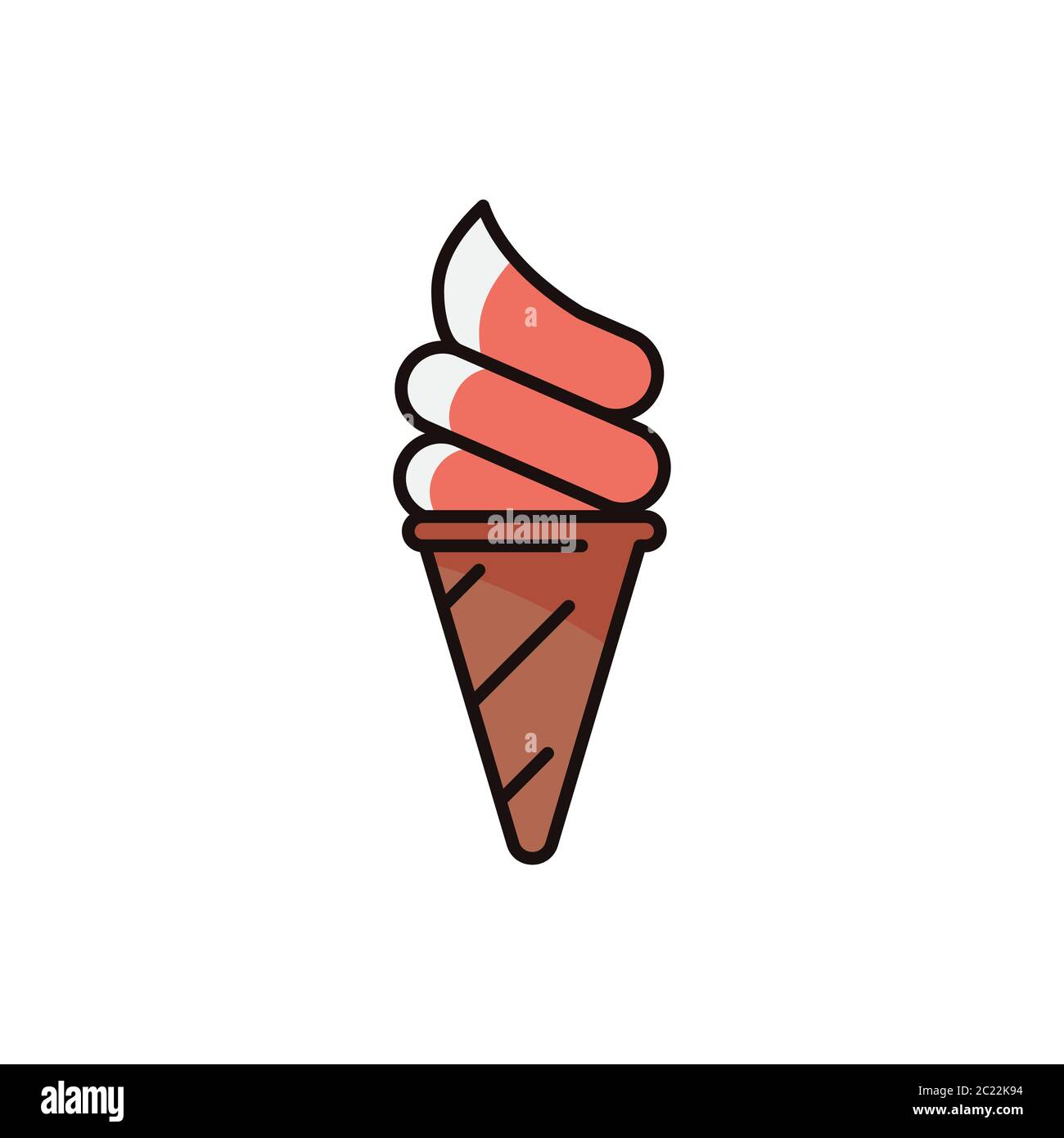 Ice cream cone vector icon symbol isolated on white background Stock Vector
