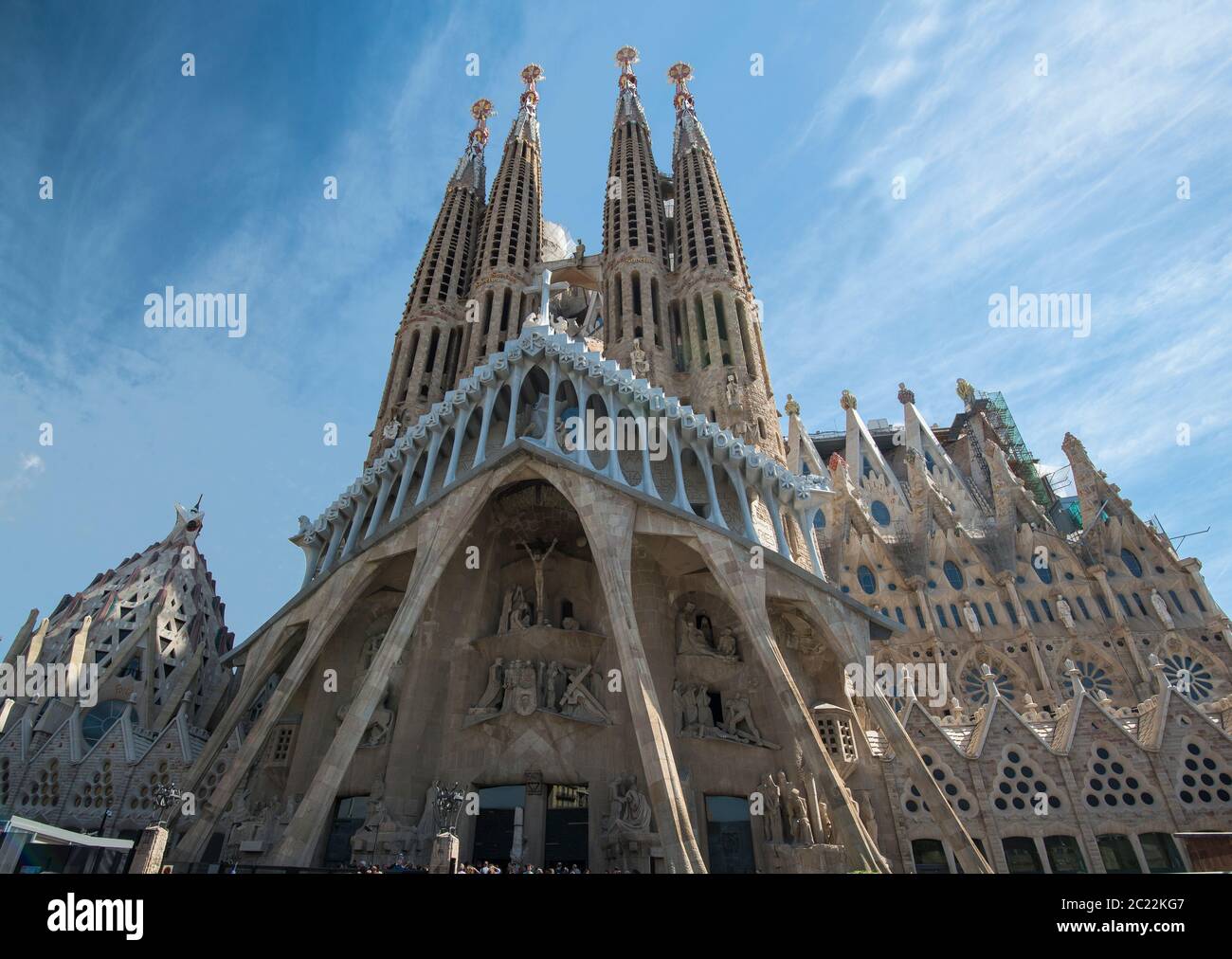 La Sagrada Familia Church Basilica designed by Antoni Gaudi, his work on the building is part of a UNESCO World Heritage Site, Barcelona, Spain Stock Photo