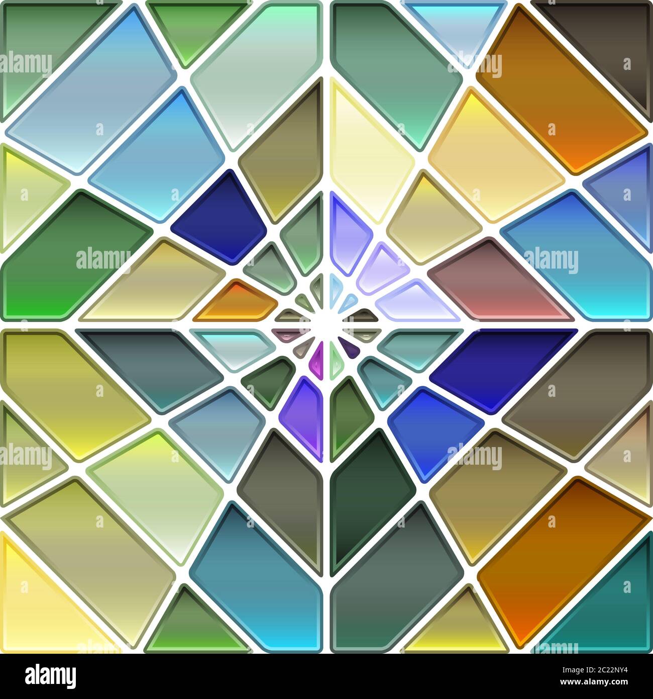 abstract vector stained-glass mosaic background - blue and brown ...