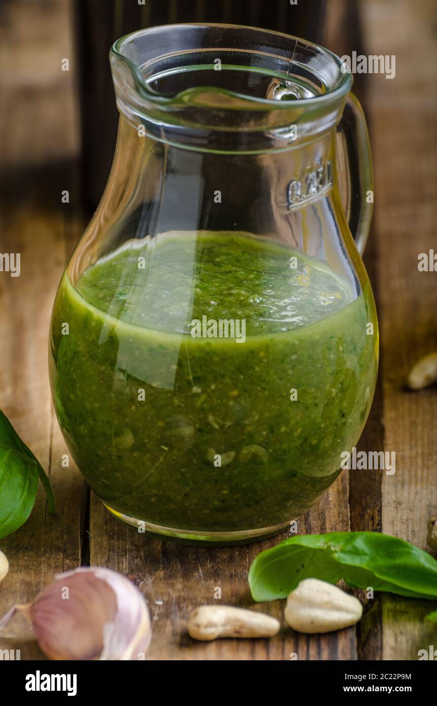 Original Italian pesto from olive oil, basil, nuts, little garlic and ...