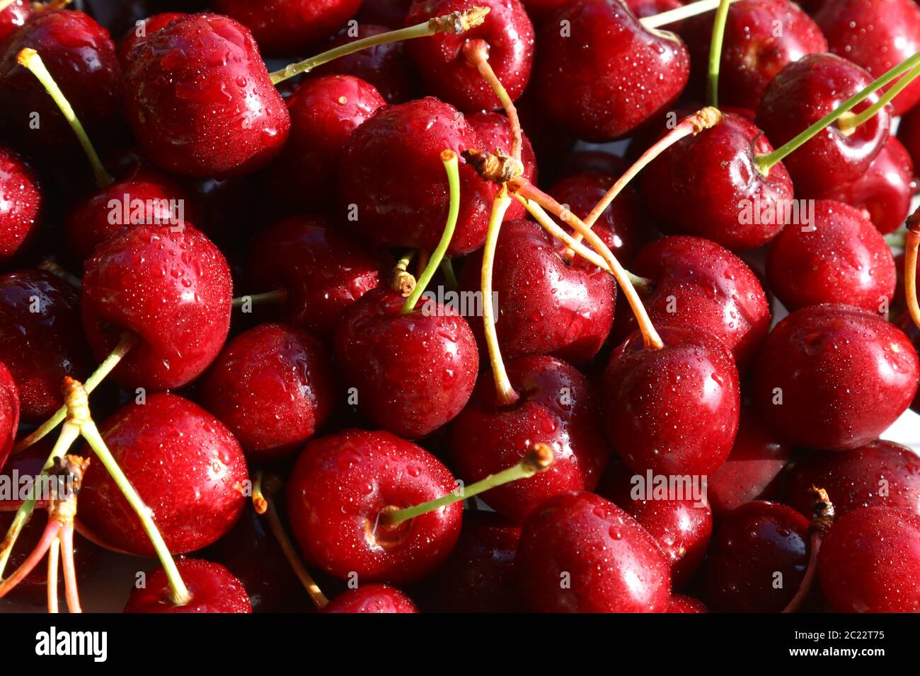Fresh red cherries, fruits of the summer season Stock Photo Alamy