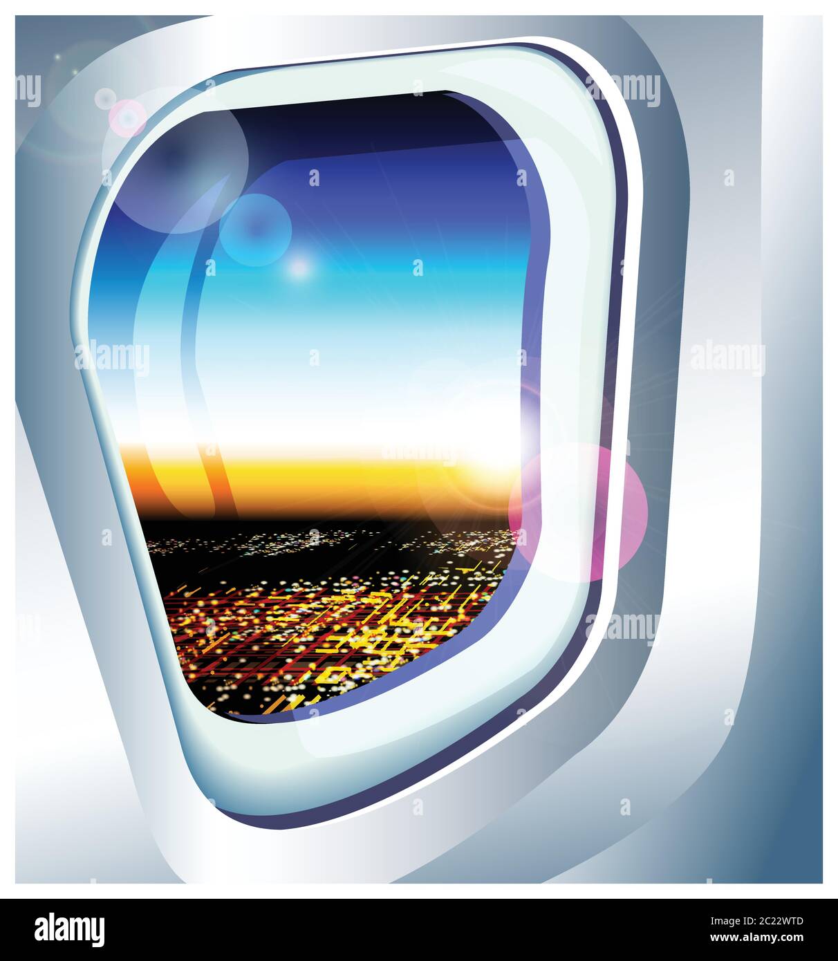 Airplane window sunrise Stock Vector Images - Alamy