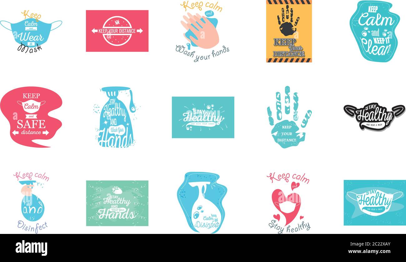 set icons for coronavirus prevention, stay healthy vector illustration ...