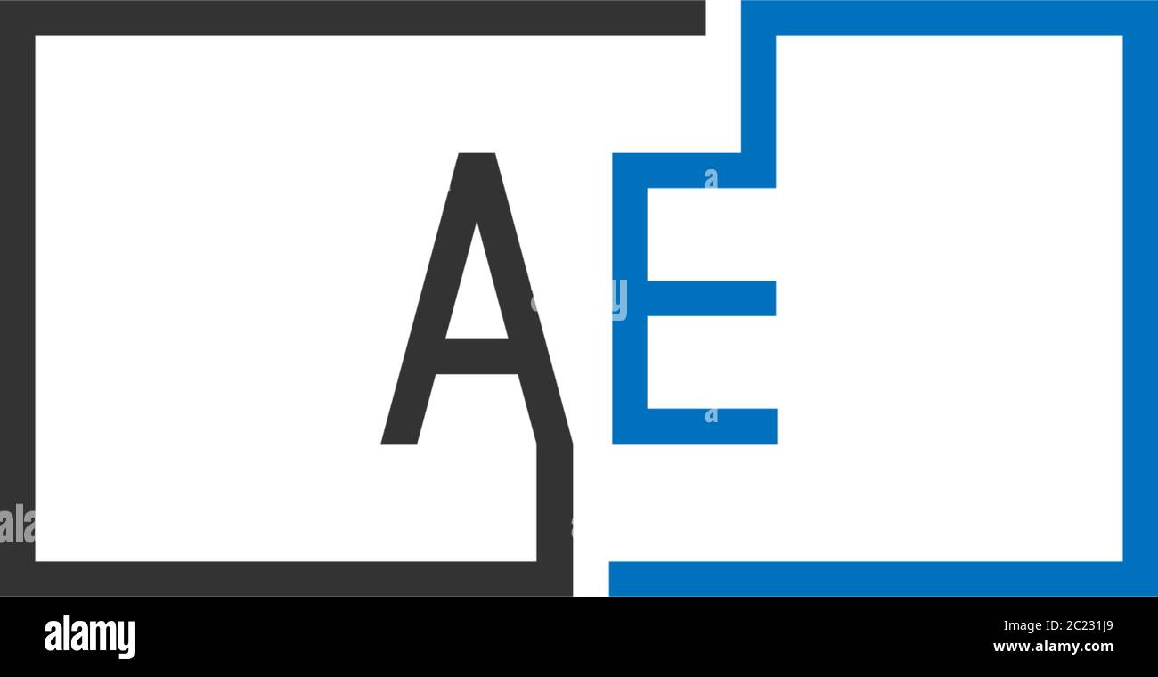 AE logo letter design concept in black and blue color Stock Vector ...