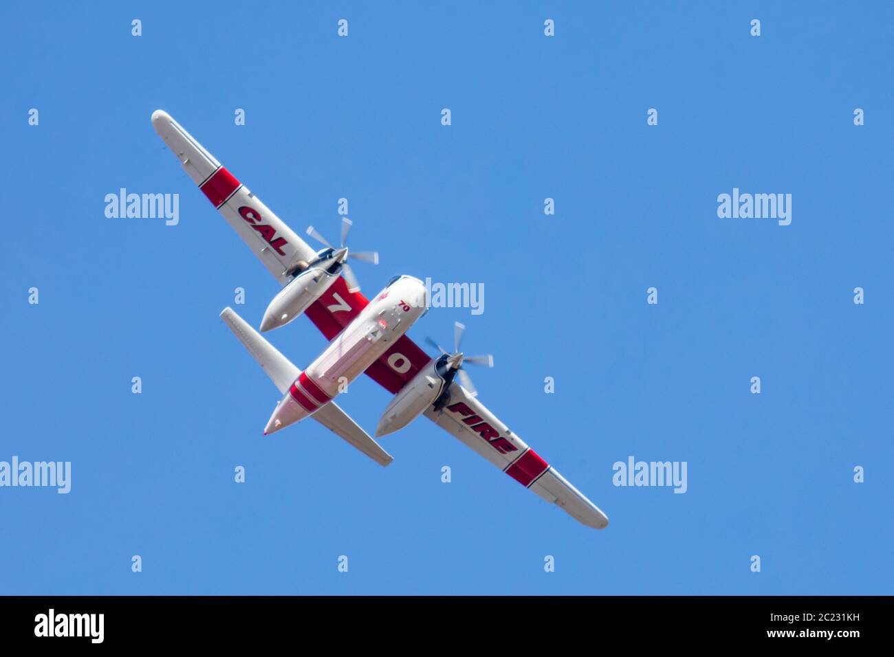 Winchester, CA USA June 14, 2020 Cal Fire aircraft preparingto drop