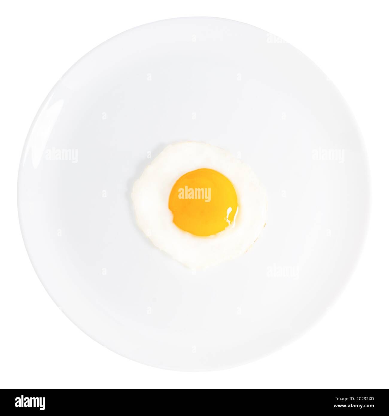 fried egg on a plate isolated on white background. Top view Stock Photo ...