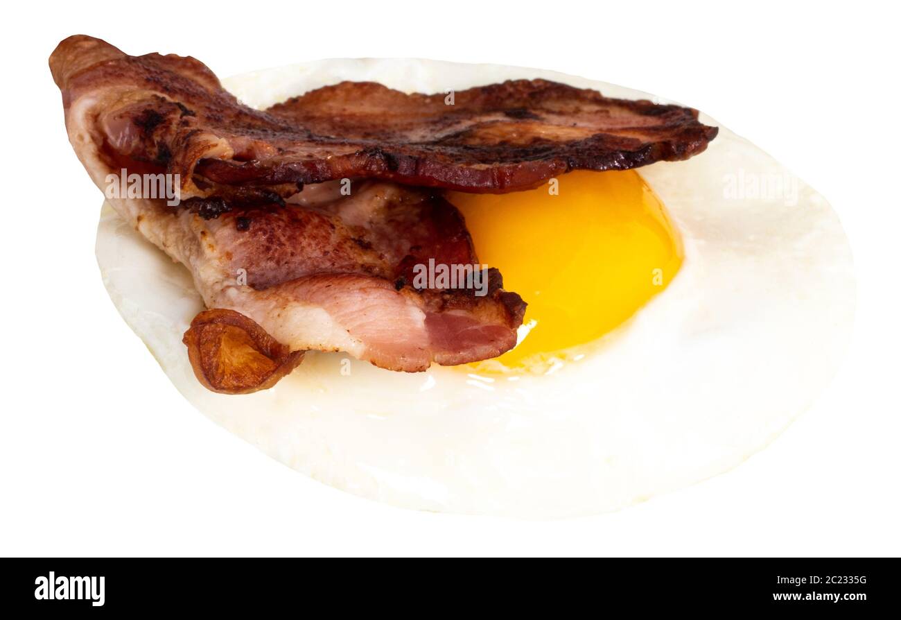 fried egg with bacon isolated on white background Stock Photo - Alamy