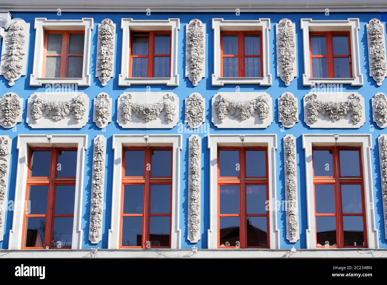 Blue stucco facade Stock Photo
