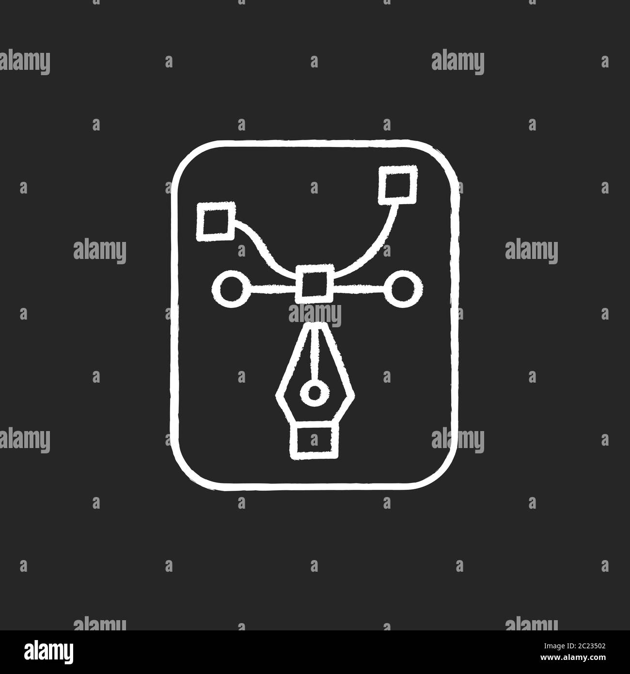 Pen tool chalk white icon on black background Stock Vector Image & Art ...