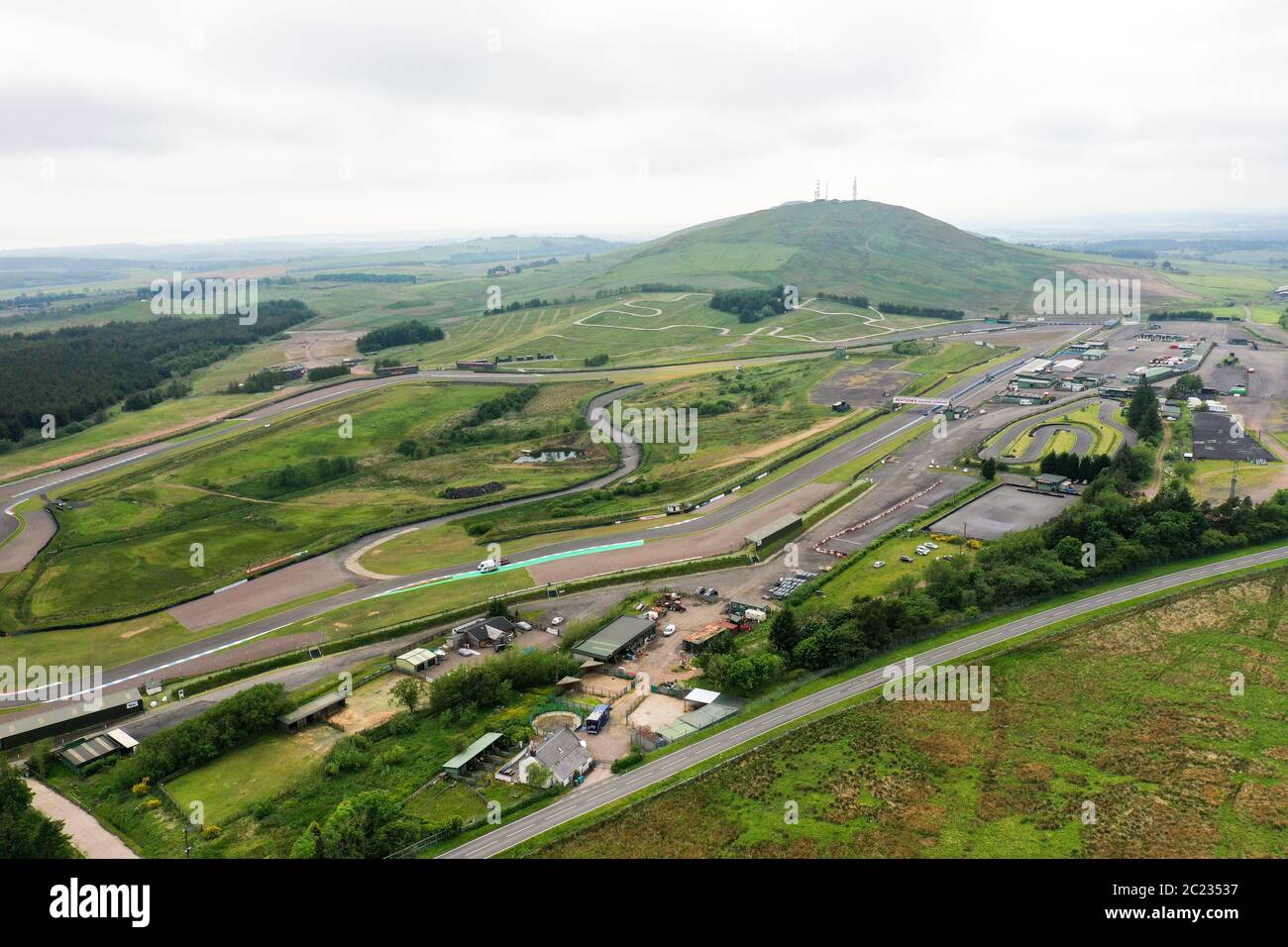 Aerial drone view of Knockhill Racing Circuit Fife Stock Photo