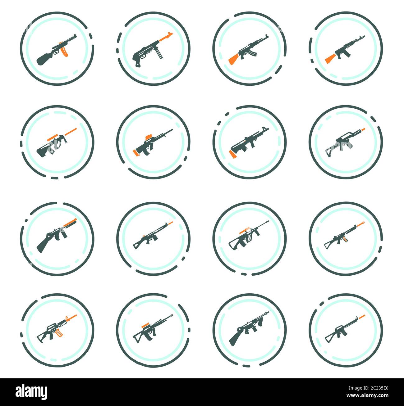 Hand weapons icon set for web sites and user interface Stock Photo - Alamy