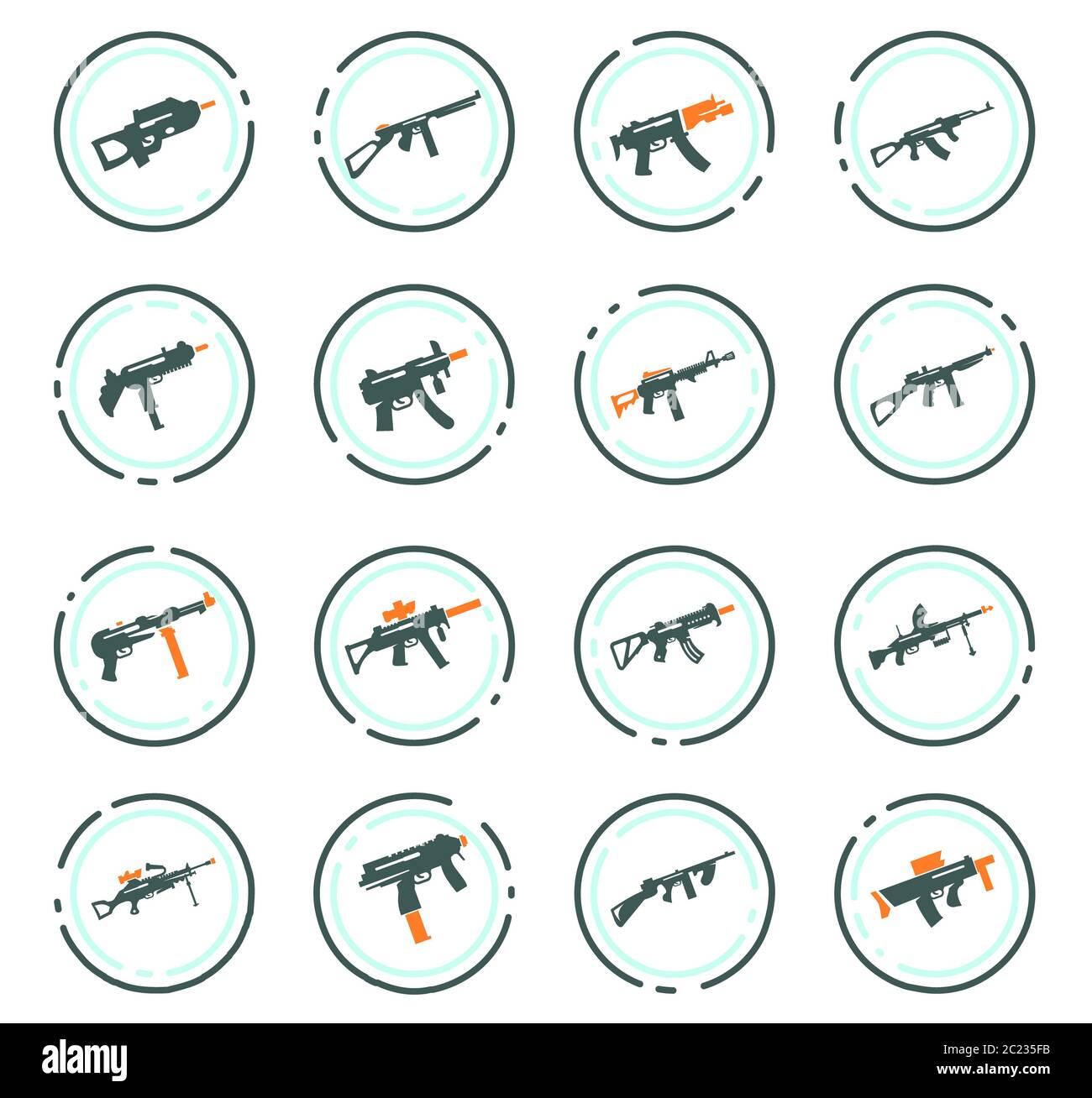 Hand weapons icon set for web sites and user interface Stock Photo - Alamy
