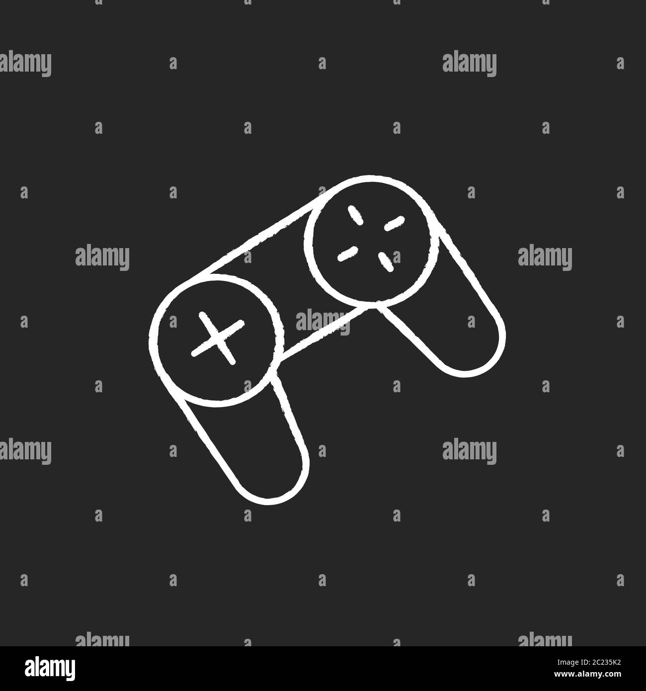 Game pad chalk white icon on black background Stock Vector