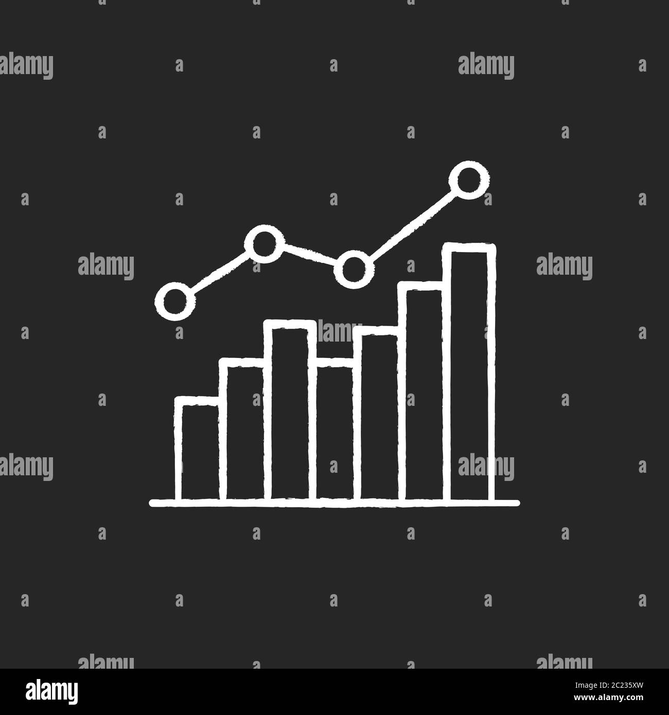 Growing statistic chalk white icon on black background Stock Vector ...