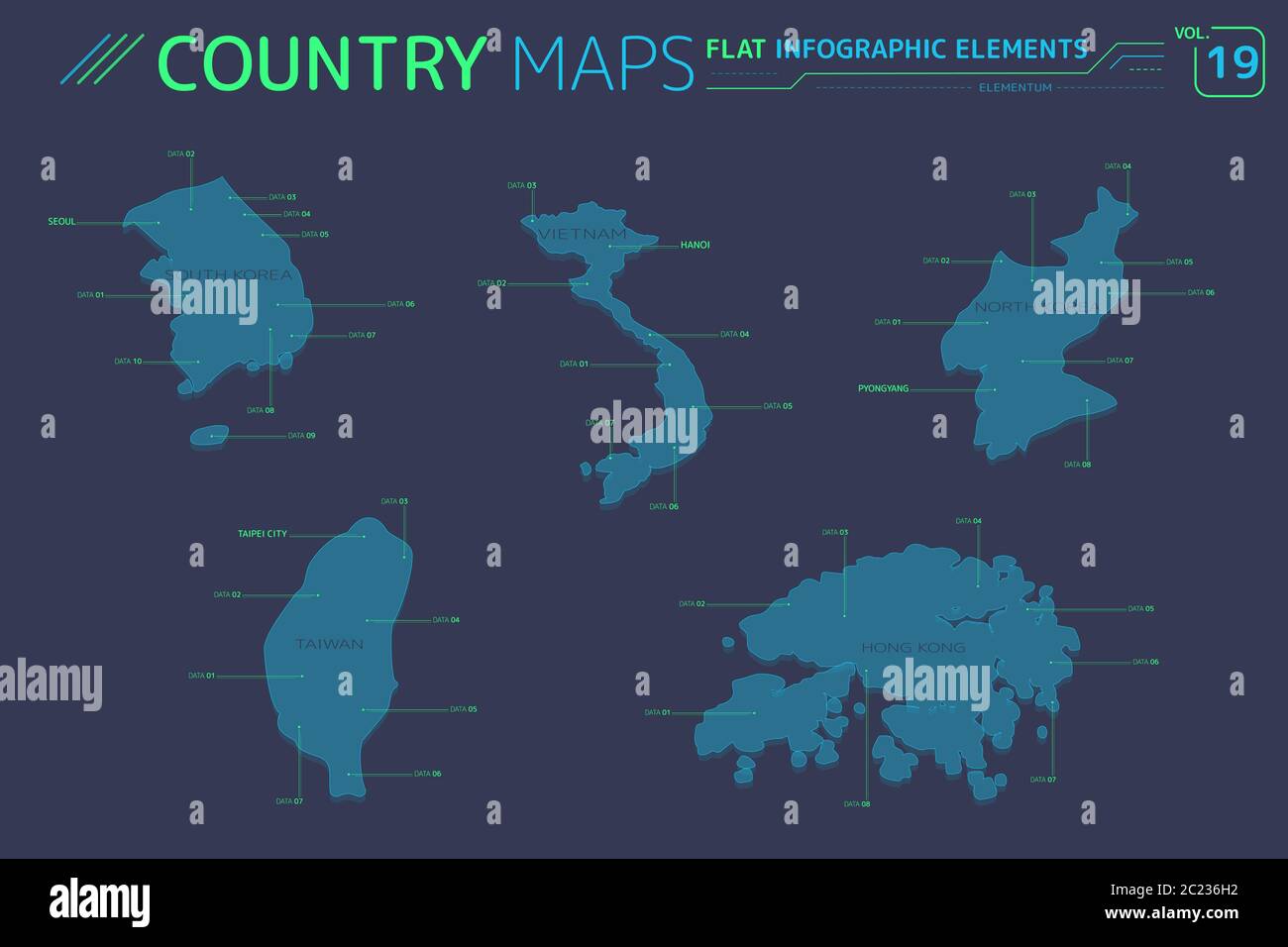 Flat Map Features Flat vector maps collection with infographic elements Stock Photo - Alamy