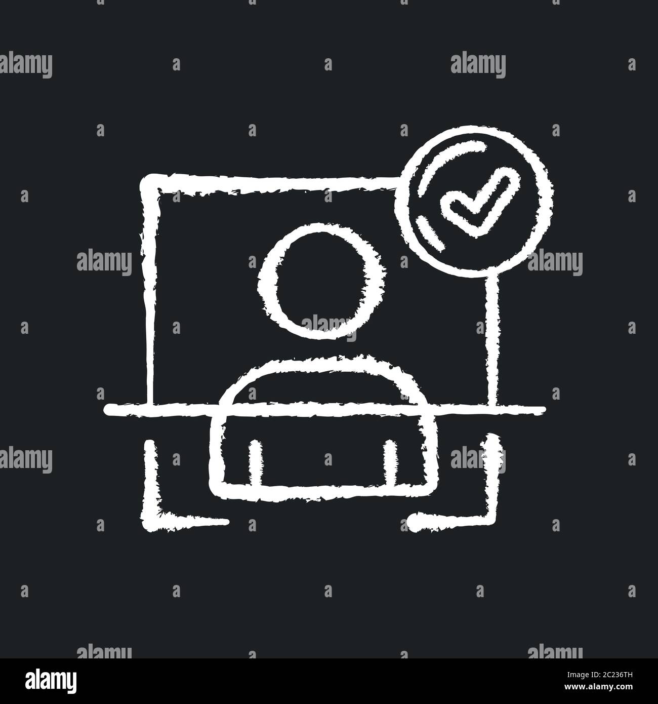 User authentication chalk white icon on black background Stock Vector