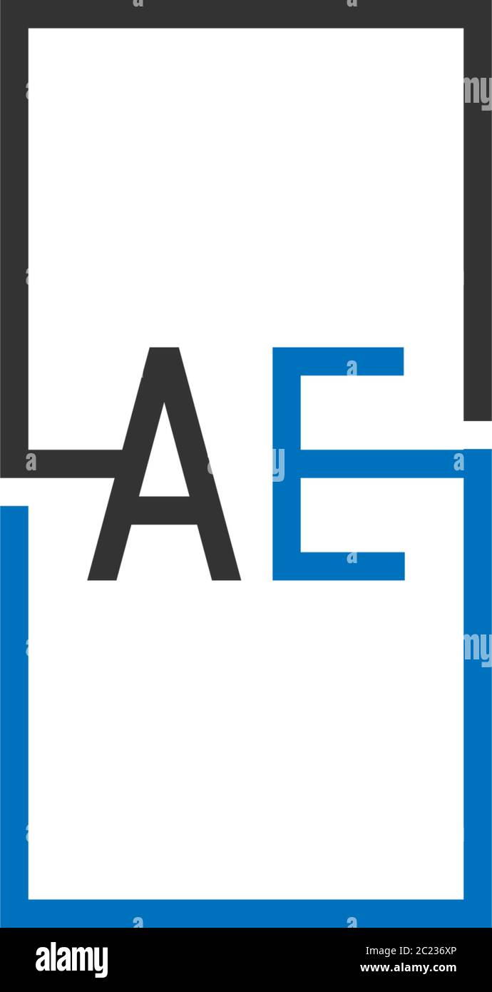 AE logo letter design concept in black and blue color Stock Vector ...