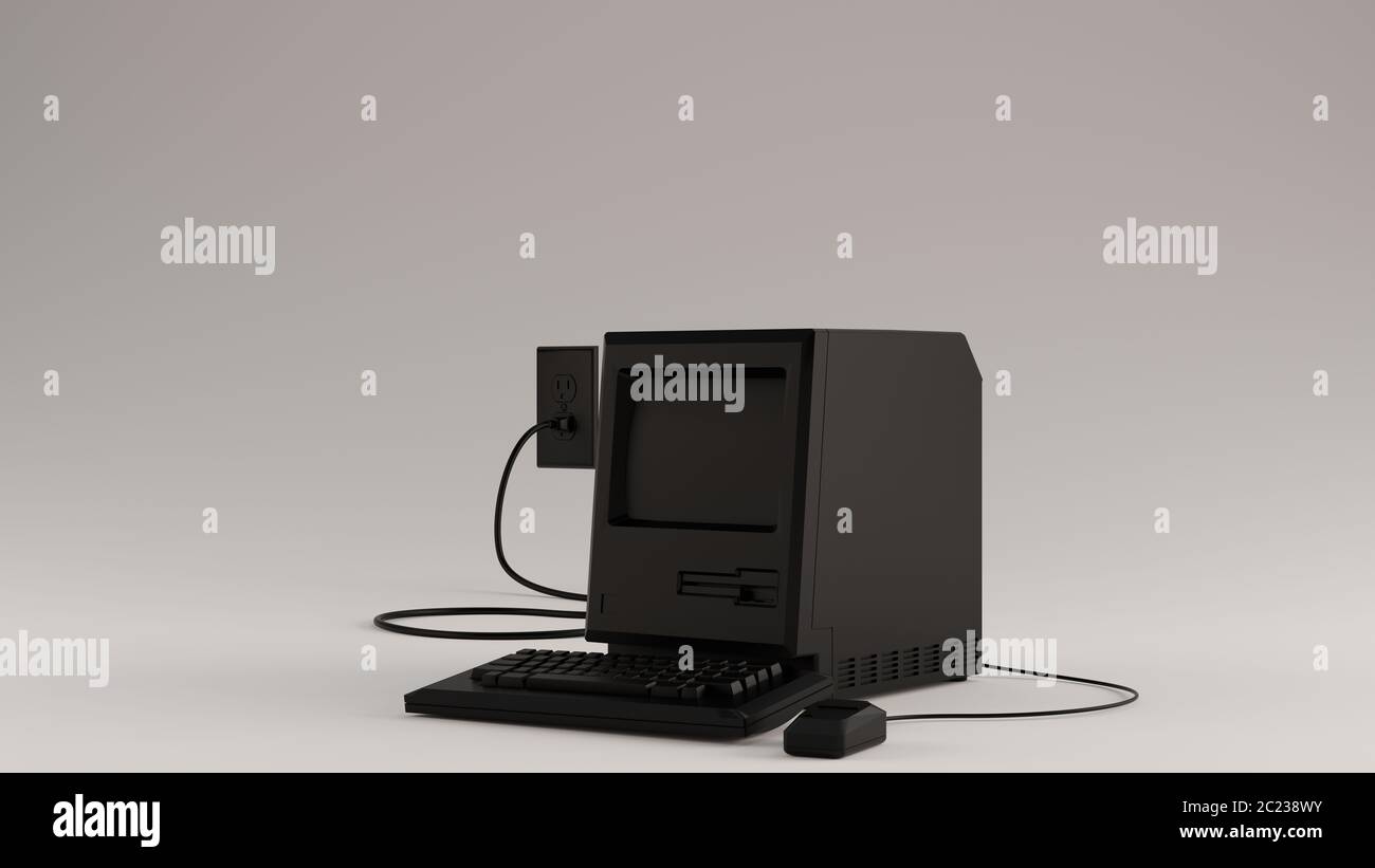 Black Vintage Computer Keyboard and Mouse 3d illustration 3d render Stock Photo