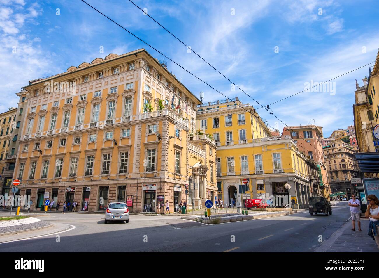 Genoa, Italy - August 20, 2019: The Nicolo Lomellini palace, also known as Palazzo Lauro in Piazza della Nunziata in the historic center of Genoa Stock Photo