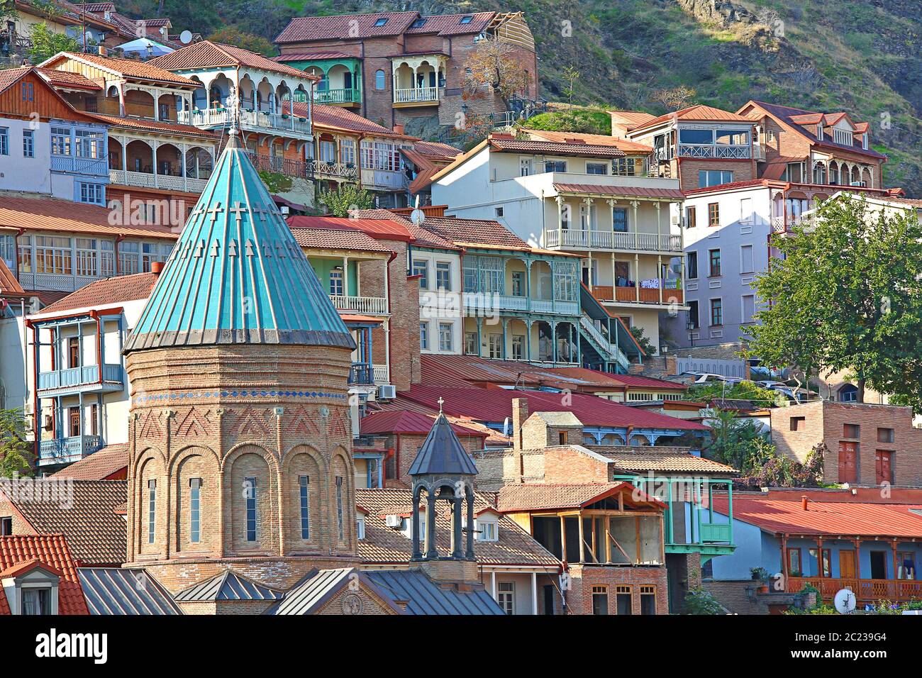 Colorful houses in Tbilisi, capital of Stock Photo Alamy
