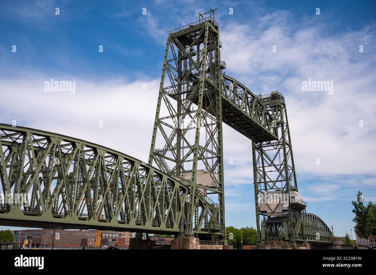 Koningshavenbrug or De Hef is a (now) disused railway bridge over the Nieuwe Maas in Rotterdam, Netherlands Stock Photo