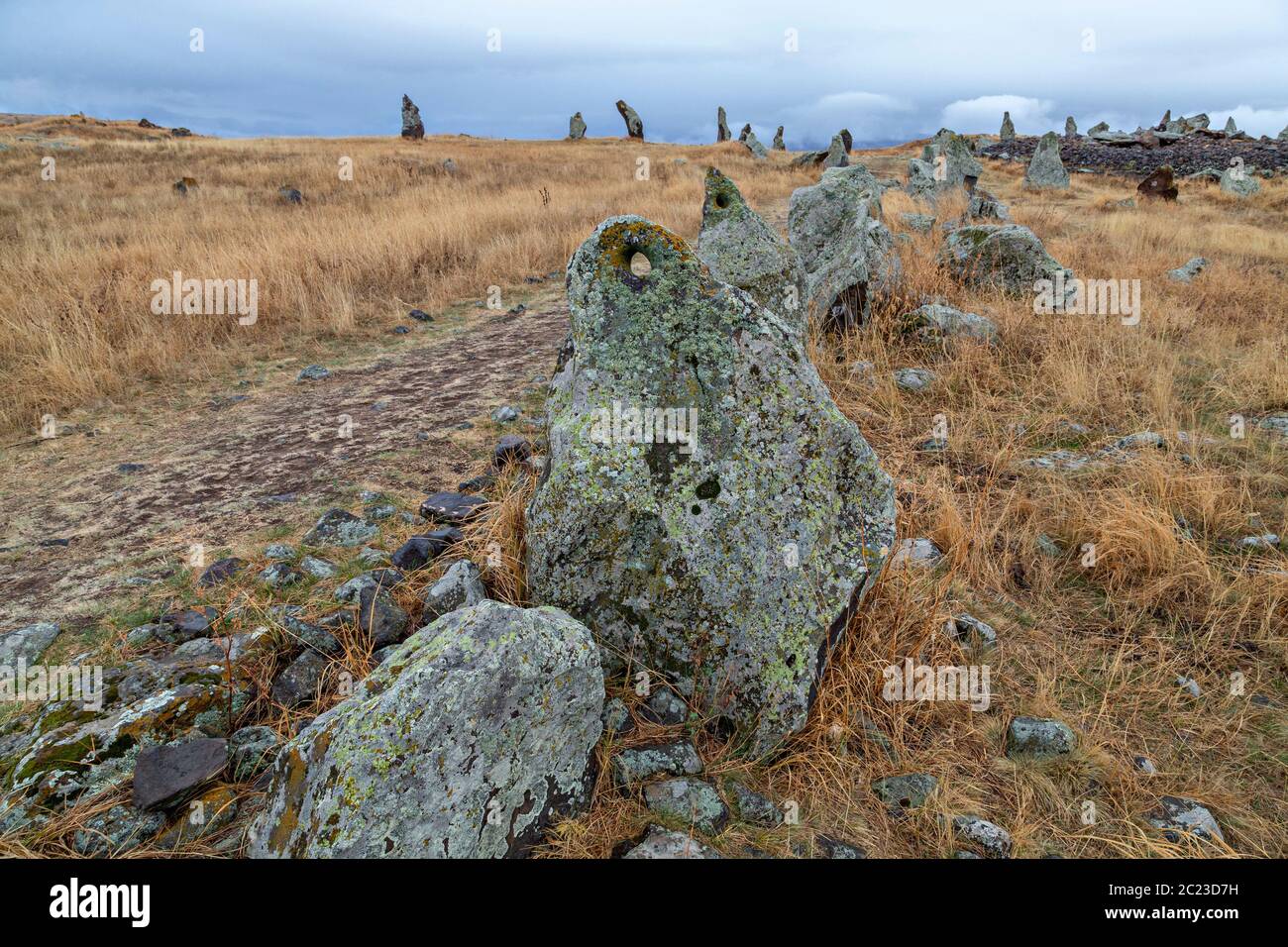 Armenian stone henge known as Zorats Karer, Armenia Stock Photo