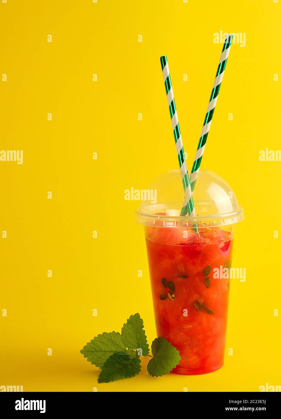 Download Plastic Cup Watermelon Juice On High Resolution Stock Photography And Images Alamy Yellowimages Mockups