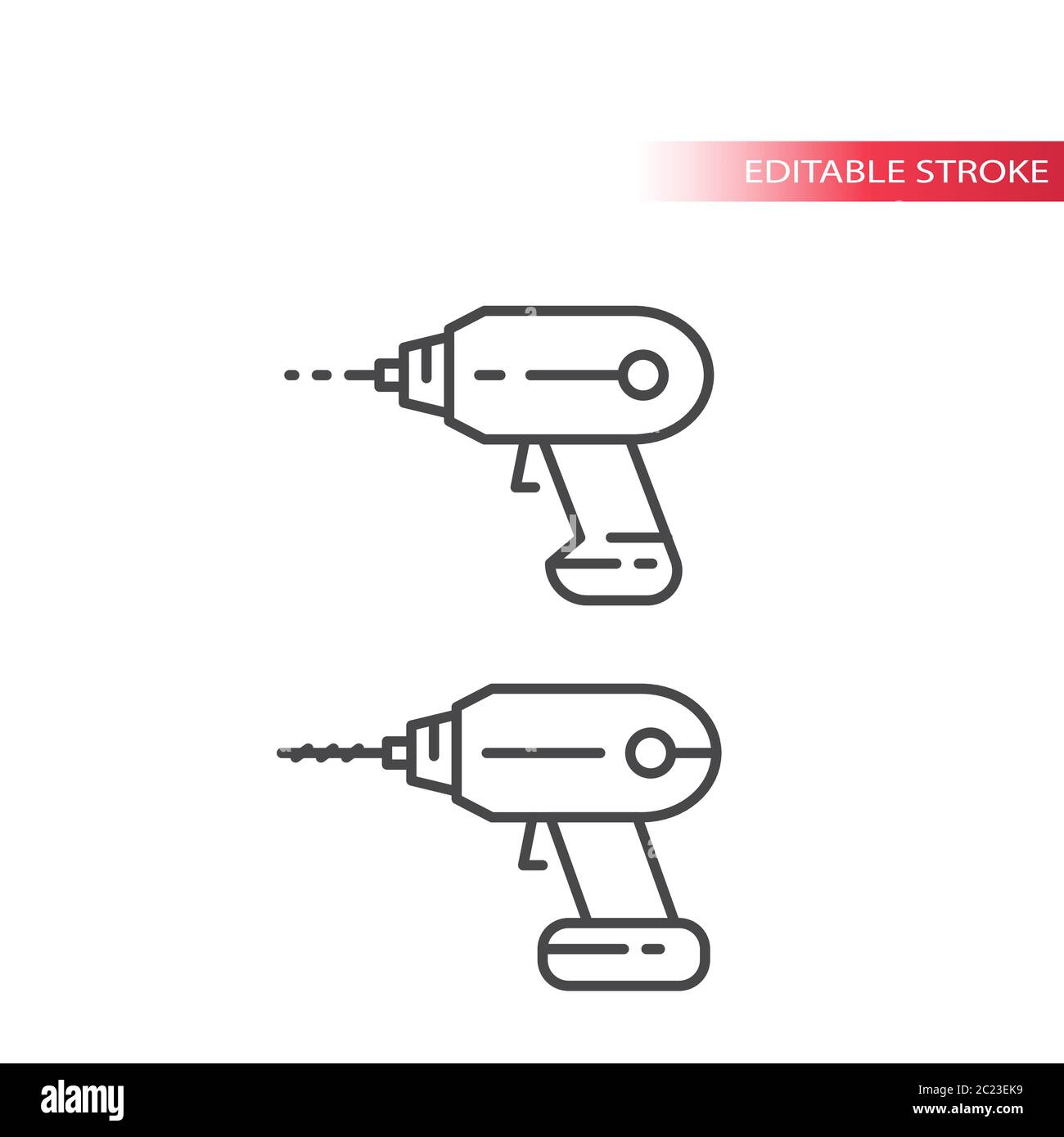 Drill, electric screwdriver instrument thin line vector icon. Outline