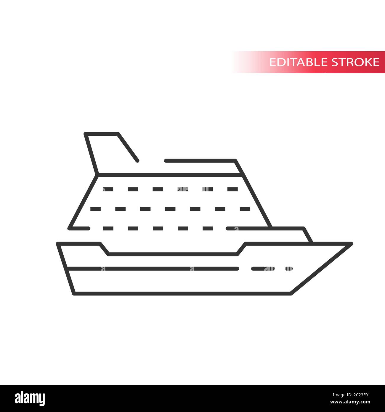 Cruise ship, liner thin line vector icon. Editable stroke. Stock Vector