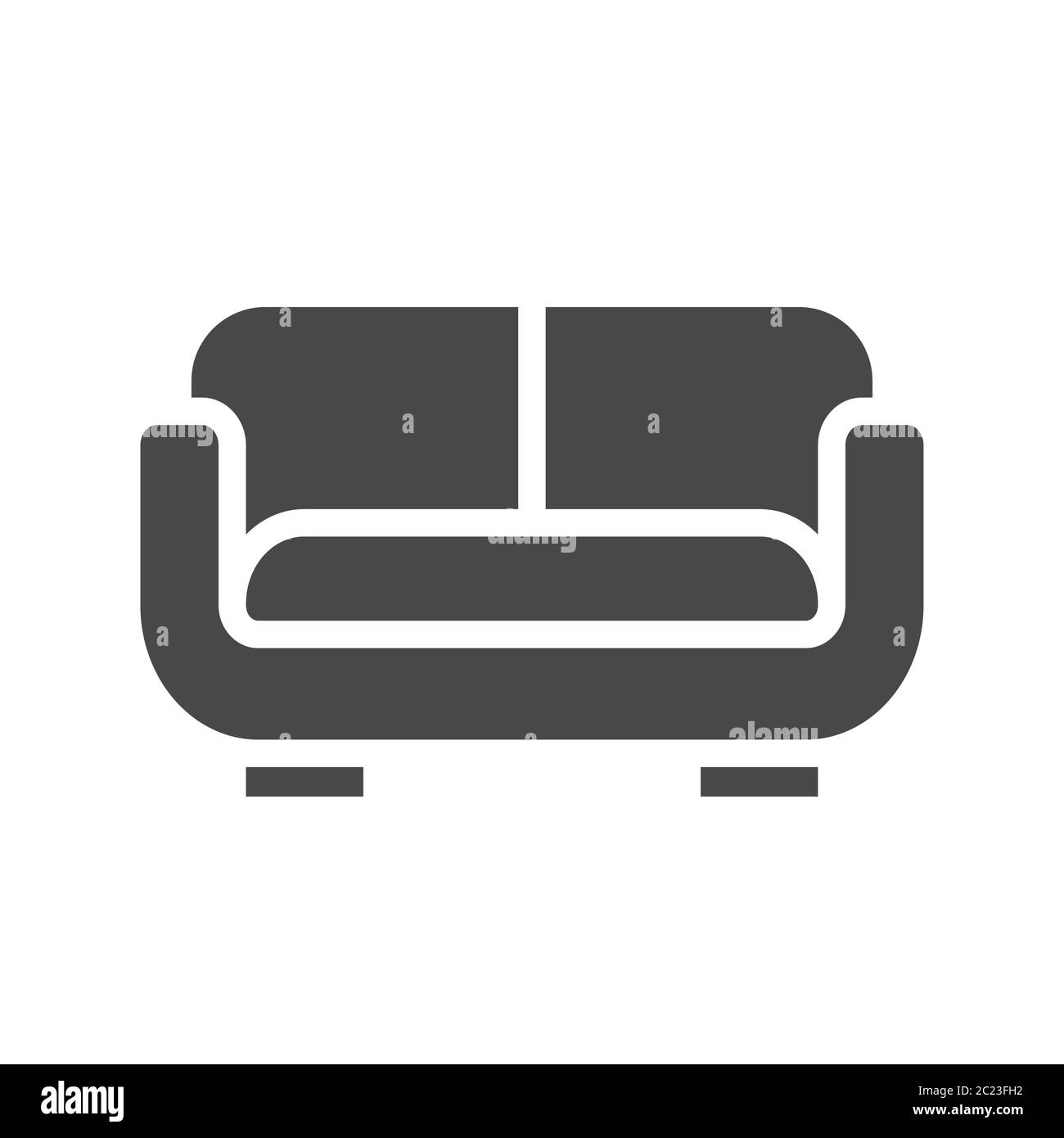 Sofa or couch black isolated vector icon. Stock Vector